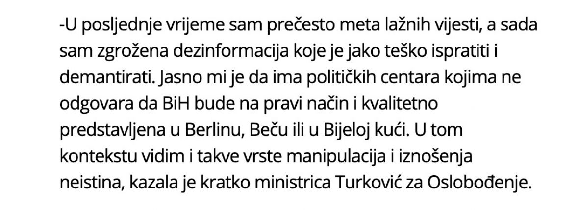 Izjava ministrice Turković - undefined